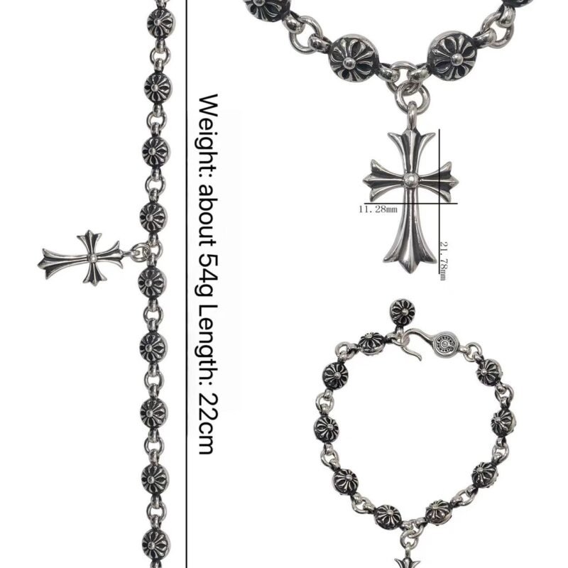 Chrome Hearts Cross Beads and Cross Pendant Bracelet 008