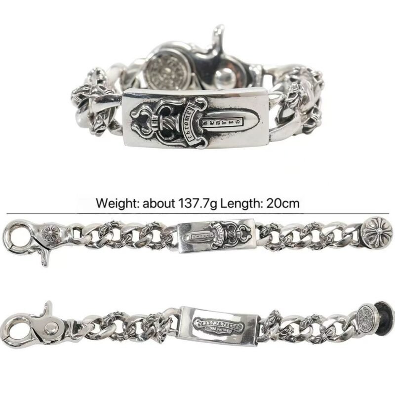 Chrome Hearts Hook Clasp Swords and Flowers Bracelet 025