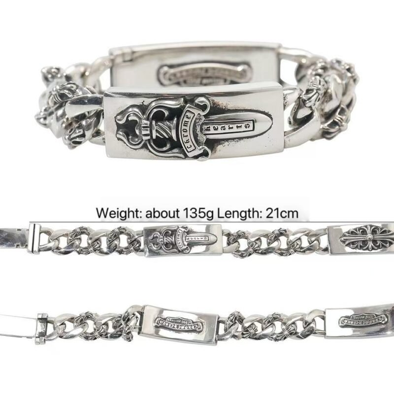 Chrome Heart Rose Dagger Tongue-Depressing Flower Bracelet 032
