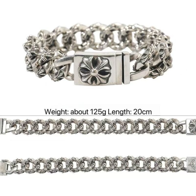 Chrome Hearts Cross Tongue-Pressing Full Flower Bracelet 064